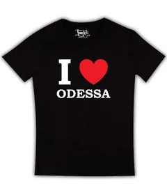 Прикольные футболки: I Love Odessa черная